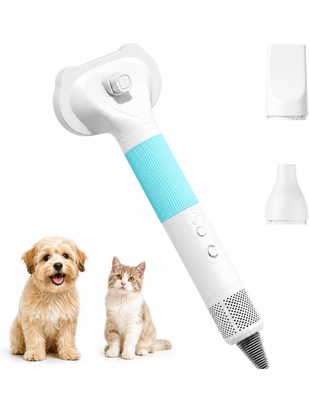 3-in-1 Handheld Pet Dryer & Cat Blower with Grooming Brush - Fast Drying Tool
